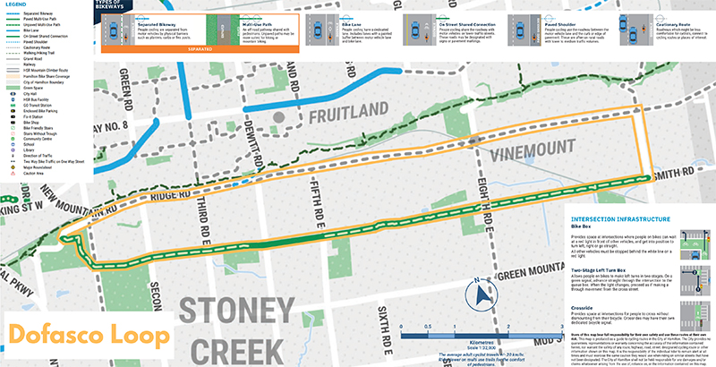 map of Dofasco loop cycling route