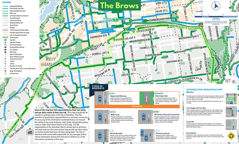 map showing cycling route "The Brows"
