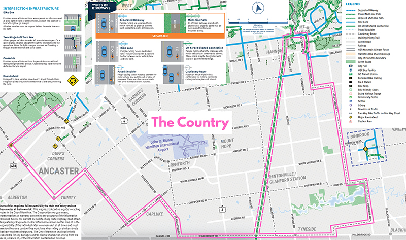 map showing cycling route "The Country"
