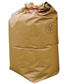 Photo of a bag of yard waste in a large brown paper bag.