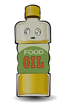Illustrated food oil bottle with face