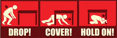 Earthquake preparedness: Drop, Cover, Hold On