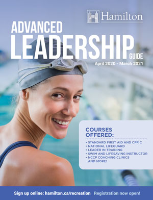 Cover of Leadership guide with swimmer on the cover in front of a pool
