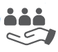 Icon of hand holding group of people