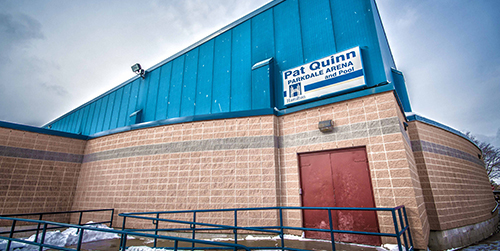 Front door entrance to Pat Quinn Parkdale Arena