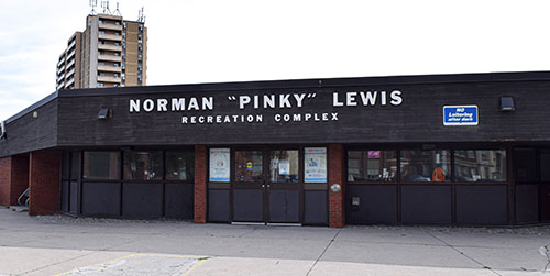 Front door entrance to Norman Pinky Lewis Recreation Centre