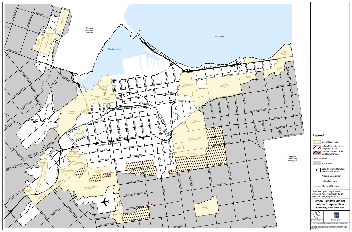 Secondary Plan Index map showing secondary plans and secondary plan expansion areas