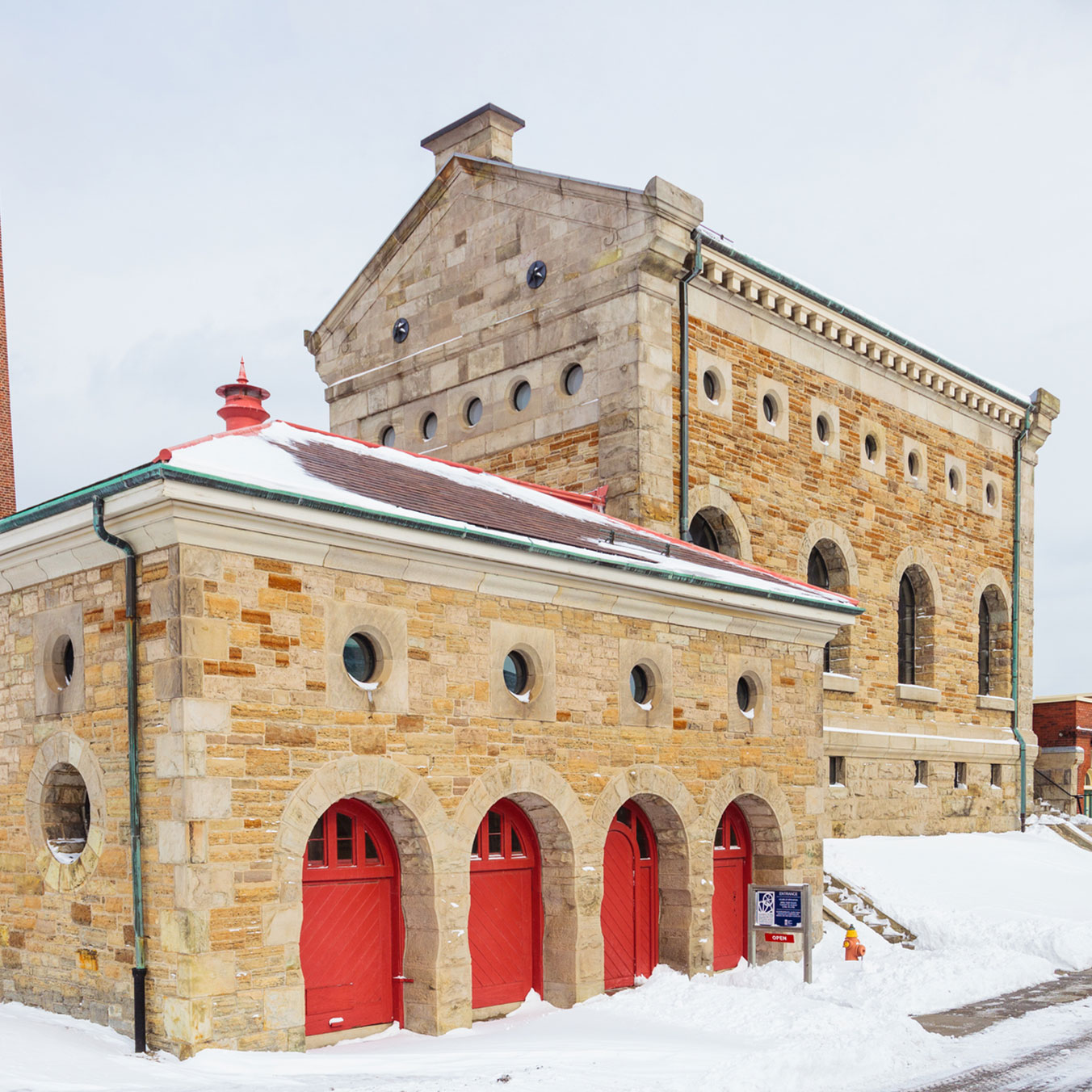 Exterior of Steam Museum in winter