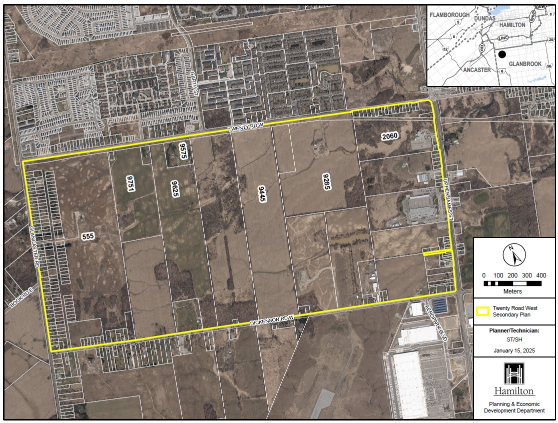 Location map for Twenty Road Secondary Plan UBE