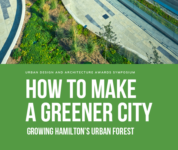 Rooftop view of David Braley with green living roof and outdoor space