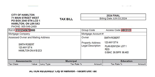 Sample tax roll