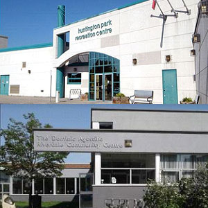 Front entrances of Huntington Park and Riverdale Recreation Centres