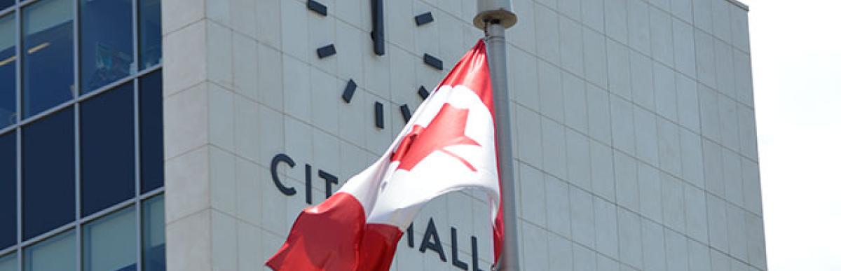 Canada Flag flying at City Hall