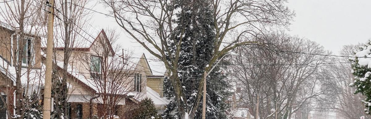 Hamilton, Ontario Residential Street in the Wintertime