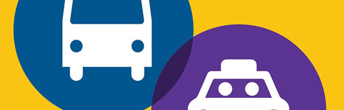 Icon of a bus and a tax with HSR logo
