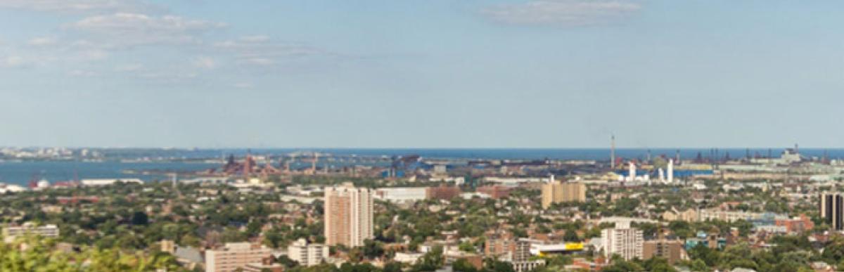 View of the lower city of Hamilton from the escarpment