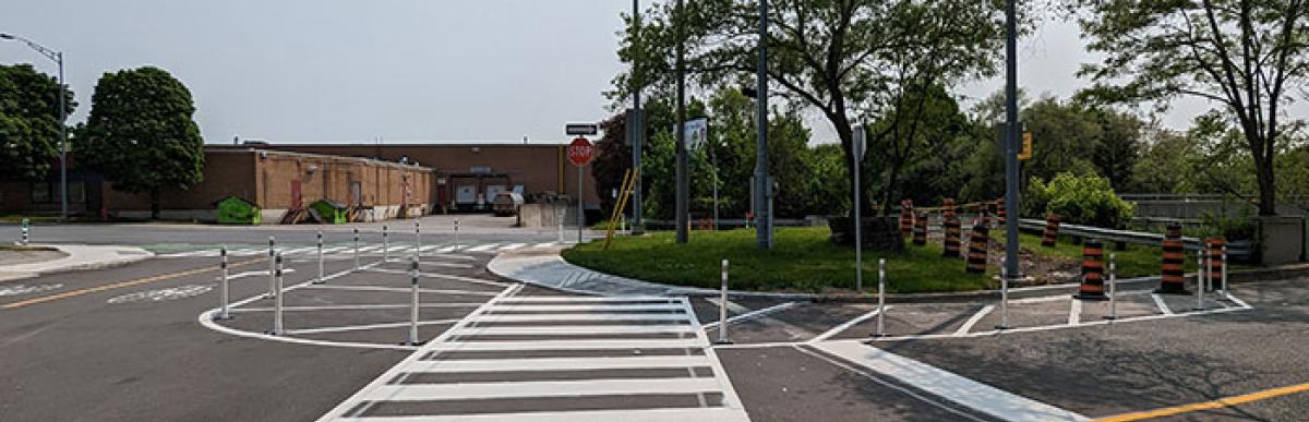 Pavement markings for the bicycle boulevard in Ward 1