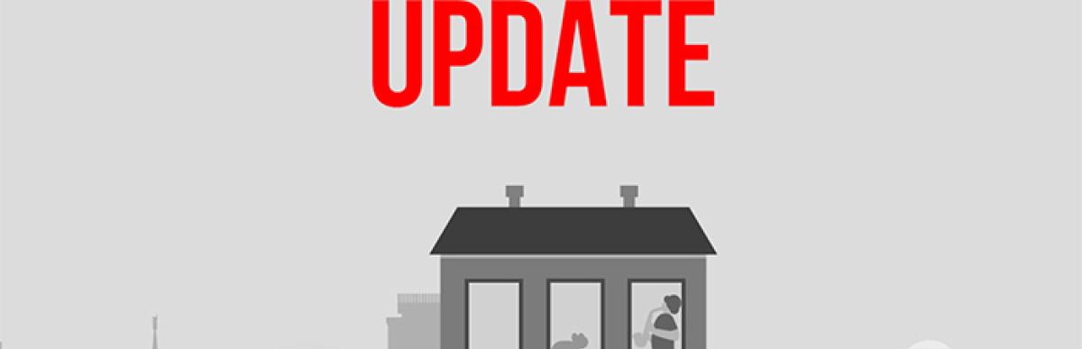 illustration of houses with text " Vacant Unit Tax Update"