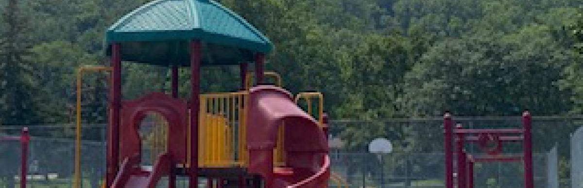 Existing play structure at Corman Park during the summer time