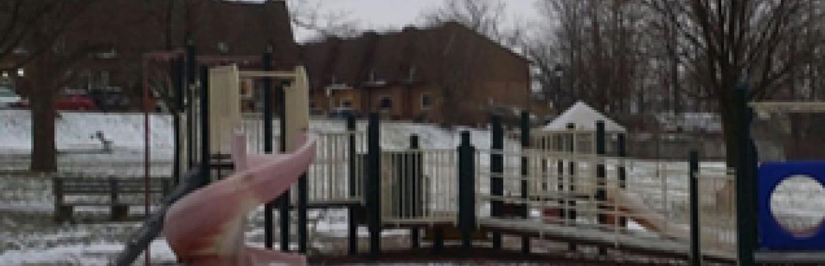 Existing play structure at Valley Park during the winter time