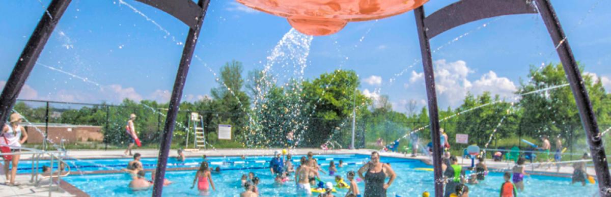Several people in an outdoor public pool in Hamilton