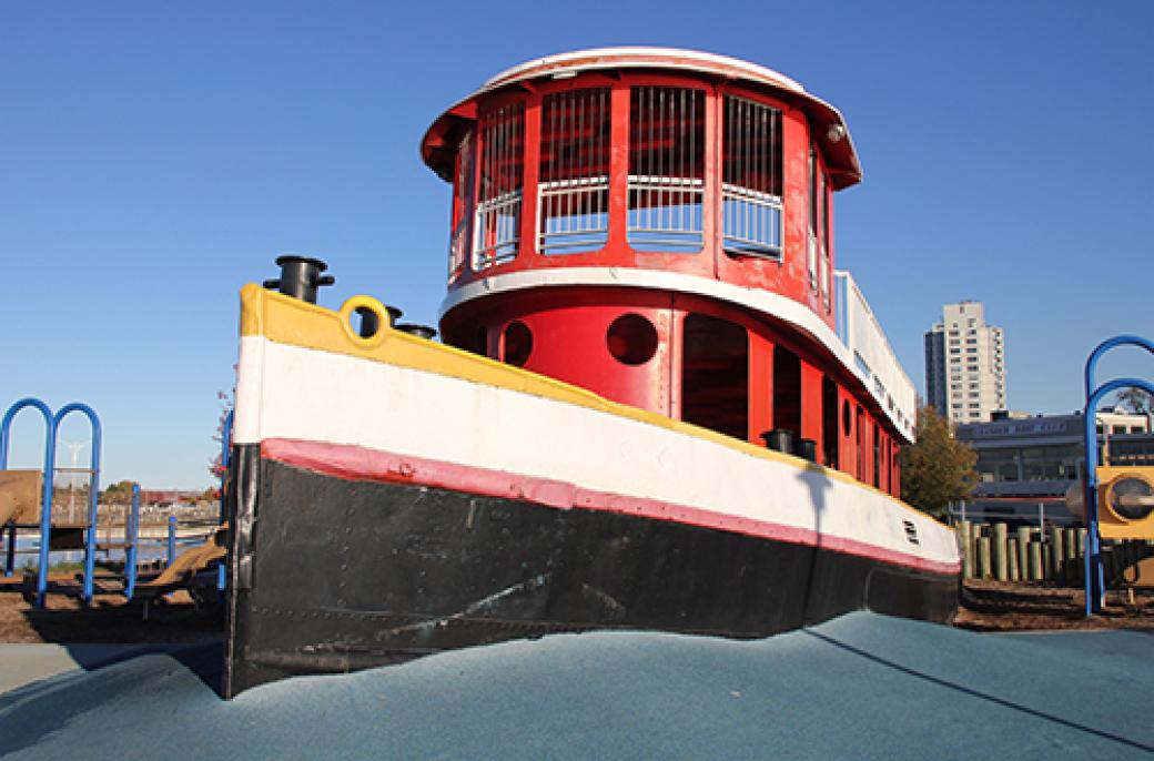 Tug boat playground at Pier 4 Park
