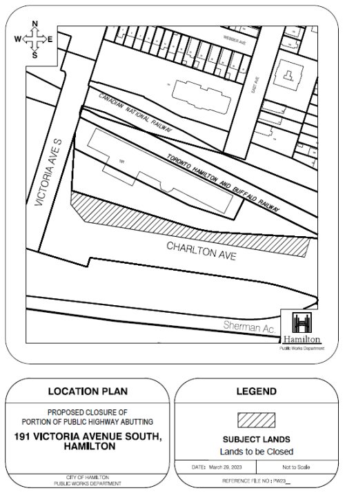 Road closure location map - 191 Victoria Ave south