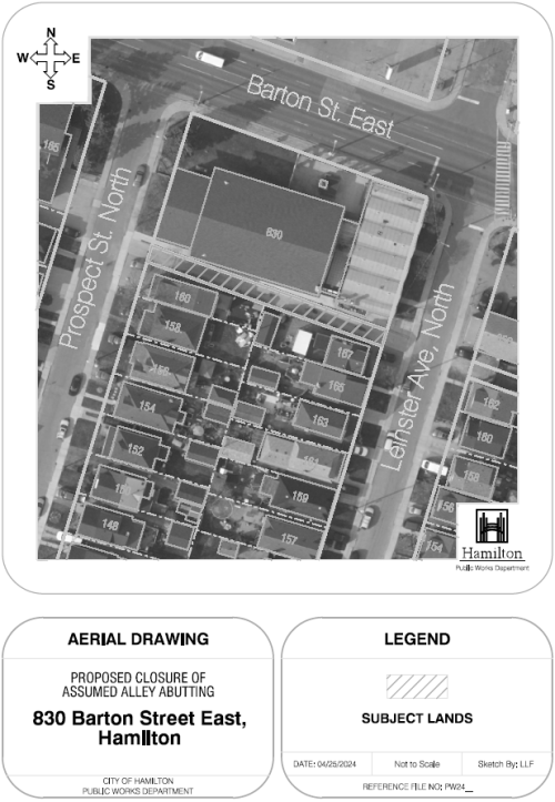 Aerial drawing map for 830 Barton St E, Hamilton