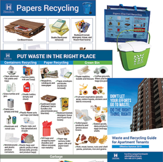 Examples of recycling materials for Property Owners, Managers & Superintendents