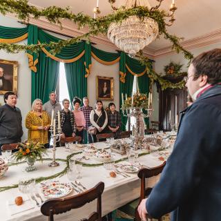 Group of visitors taking an ASL tour of Dundurn Castle 